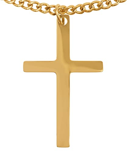 heideman ars gratia artis Halskette mit Kreuz-Anhänger Gold Robuste Kreuzkette aus Edelstahl Handgemachte Glieder-Kette Goldkette Hochwertiger Schmuck