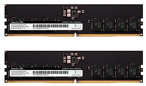 TEAMGROUP Elite DDR5 Arbeitsspeicher (32 GB Kit (2 x 16 GB), 6000 MHz, PC5-48000, CL48, Non-ECC, ungepuffert, UDIMM, 288-polig, Arbeitsspeicher für Intel und AMD TED532G6000C48DC01