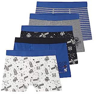 Vertbaudet 5er-Pack Jungen Boxershorts aus Stretch, Weltraum königsblau 116