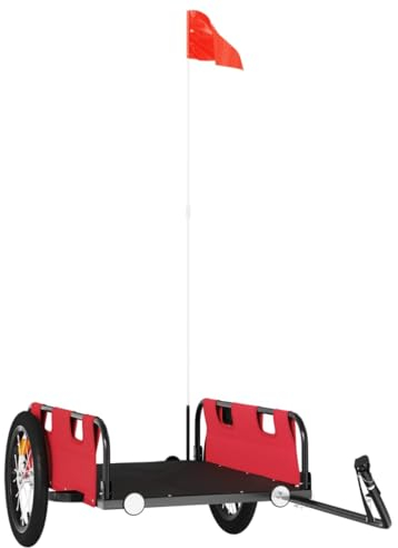 vidaXL Remolque para Bicicletas, Remolque de Carga, Carrito para Bici, Remolque para Maletas Plantas Herramientas, Hierro Tela Oxford Rojo