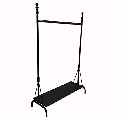 Black Drying Rack, Clothes Rack With Iron Frame And Metal Stand, Retro Clothes Hanger For Dress, Jacket, Shoes, Green Plants In Women's Or Men's Clothing Store Coat Rack
