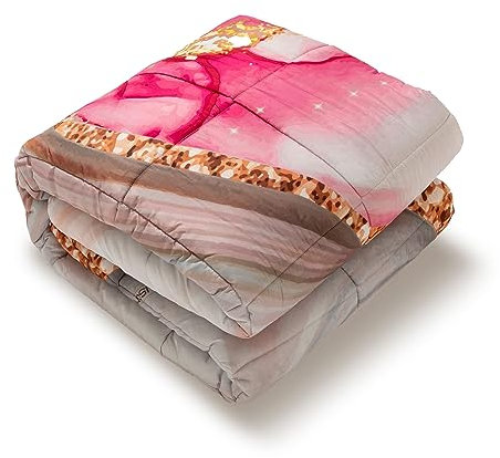 PARAMAISON Trapunta Matrimoniale Marmorizzato, Piumone Invernale, Stampa Digitale, 100% Microfibra Anallergica, 300 Gr/Mq, Made in Italy, Rosa Antico