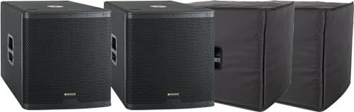 Pronomic C-118SA Aktiv Subwoofer + Cover 2X Set - 2X 1600 Watt Leistung - 18 Lautsprecher mit 3 Schwingspule - Frequenzbereich: 30-200 Hz - 4 DSP-Presets - inklusive Schutzhüllen