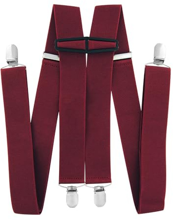 axy Hosenträger für Herren breit 3,5 cm in H-Form mit 4 Hosenträger Clips extra stark längenverstellbar