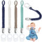 Aolso Schnullerketten Baumwolle Schnullerketten, 4pcs Baby Schnullerkettenclips, Schnullerketten für Mädchen und Jungen, Schnuller, Geflochtene Schnullerkette (Königsblau/Grün/Braun/Grau)