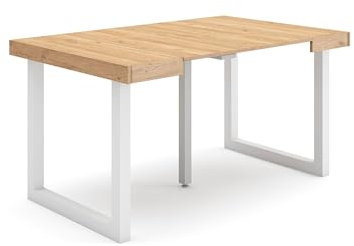Skraut Home | Table Console Extensible | Console Meuble | 140 | pour 6 Personnes | Pieds Bois Massif | Style Moderne | Chêne