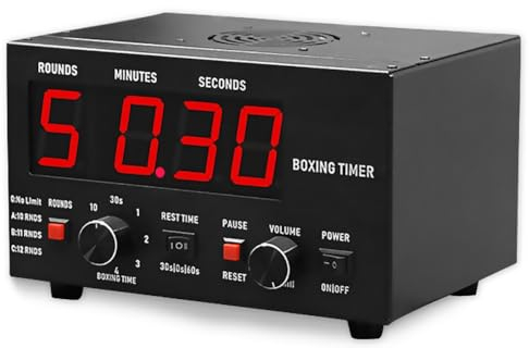 HYQNG Minuterie d'intervalle de Boxe Classique, minuterie de Gymnastique Professionnelle avec Affichage LED, Temps d'entraînement et répétitions de Cycle sélectionnables, minuterie d'intervalle Red