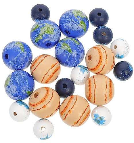 STOBOK 20 Stück Planeten-Holzperlen Holzperlen Für Diy-Schmuckherstellung Schmuckherstellung Perlen Mit Großen Löchern Diy-Schmuckperlen Schmucktierperlen Diy-Stirnbandperle