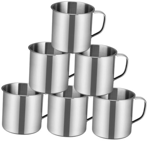 Zerodeko 6 Piezas Taza De Oficina De Acero Inoxidable Para Leche, Agua, Café Expreso - Contenedor Portátil Para Niño
