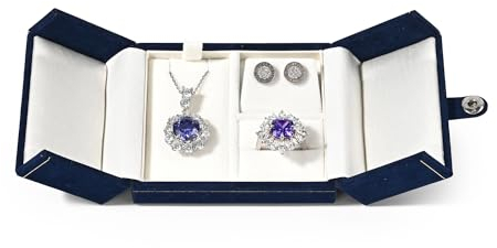 Oirlv Samt-Reise-Ringetui, kleine Reise-Schmuckschatulle, Schmuck-Organizer für Halskette, Ohrringe, Ringe (Königsblau, Samt)