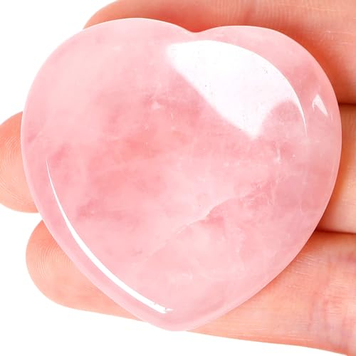 GUJOXILA Rose Quartz Worry Stone Stress Relief Healing Crystals Gemstones Gifts for Women Heart Gift Meditation Polished Reiki Balancing Pocket Massage Crystal