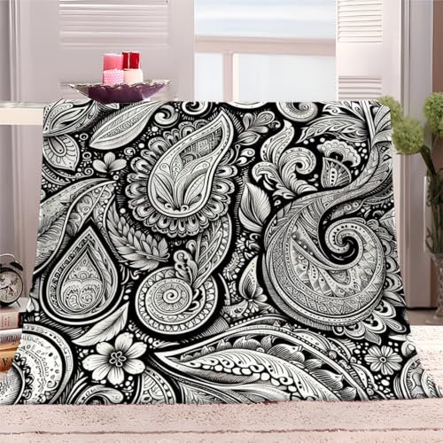 Kuscheldecke Decke Paisley-Muster 220x240 cm Fleecedecke Flauschig Weich Warme Wohndecke Sofadecke für Teens Erwachsene, Schlafdecke Tagesdecke für Bett Couch