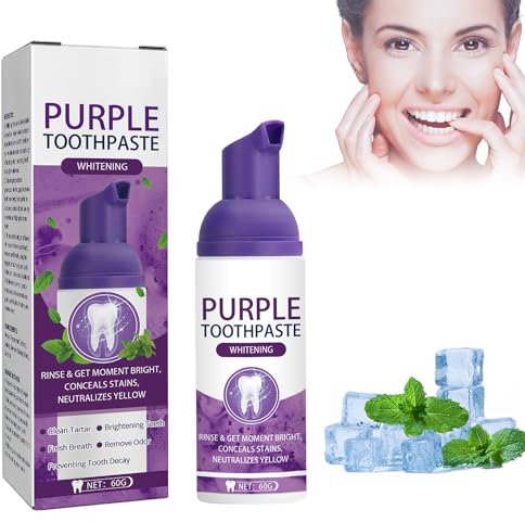 Dentifricio Viola 60g, Dentifricio Viola Sbiancante, Correttore Colore Denti, Pulizia Macchie, Rimuove gli odori dai denti, Rinfresca l'alito,Adatto a Tutti i Tipi di Denti (1 Pezzi)