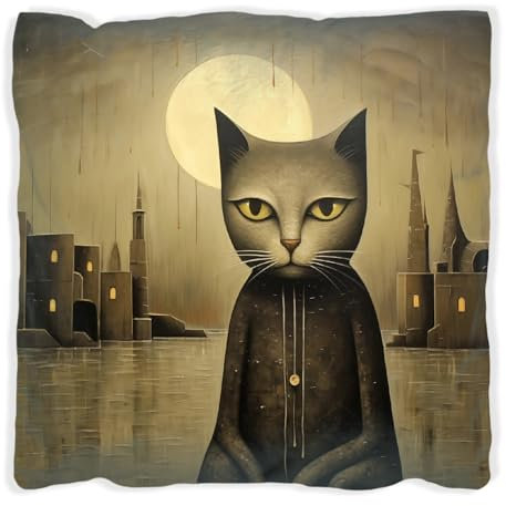 Wallario Dekokissen 30 x 30 cm, Nachtwächter der Stille, beidseitig Bedruckt, Kuschelkissen mit weicher Plüsch-Oberfläche