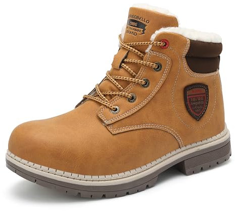 ARRIGO BELLO Stivali Bambino Invernali Scarponcini Bambina Scarpe Neve Ragazzi Cerniera Allacciatura Antiscivolo Caldo Unisex Stivaletti Size 31-39(B Giallo, numeric_36)