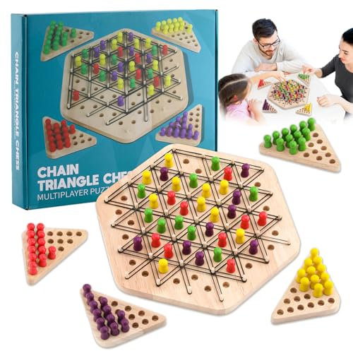 Dreiecks-Strategie-Steckspiel mit Gummibändern, Interaktives Ketten-Brettspiel für Erwachsene, Klassisches Logikspiel mit Dreieck-Muster für Freizeit und Familie