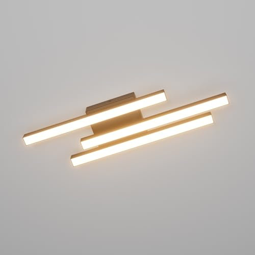 Klighten Deckenleuchte LED 20W 1720 Lumen, 3 Flammig Deckenlampe, Flurlampe Decke Modern, Leiste Deckenbeleuchtung für Schlafzimmer Flur Küche Wohnzimmer, 45 cm, Warmweiß 3000K, Schwarz