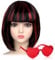 iZoeL Bob Perücke Kurze Bob Wig Damen Haar Perücken Gerade mit Flach Pony 80er 70er Jahre Perücke Brille Karneval Fasching Cosplay Perücke(Schwarz mit roten Strähnen)