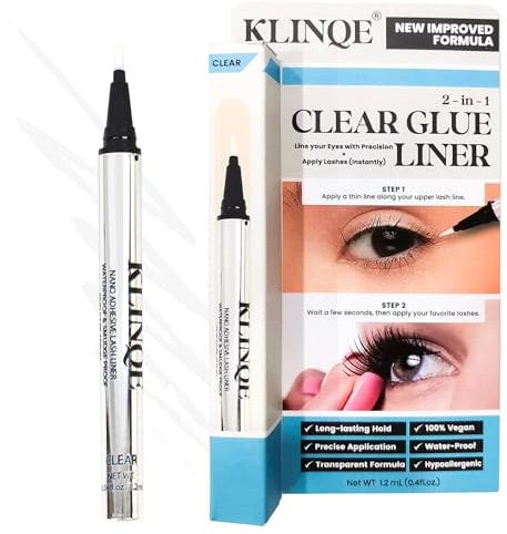 Clear Eyelash Glue Liner Pen, Waterproof, Smudge Proof, Strong Hold Lash Extension Adhesive, Latex Free, For Eyelashes Extension, Compatible with Any Lashes