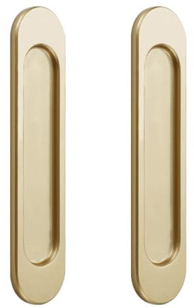 Vxcvzv 2PCS Brushed Steel Aluminum Alloy Flush Pull 18CM Self-Stick Oval Sliding Doors Pulls, Punch-Free Handle for Sliding Barn Door Windows Cabinets, Gold