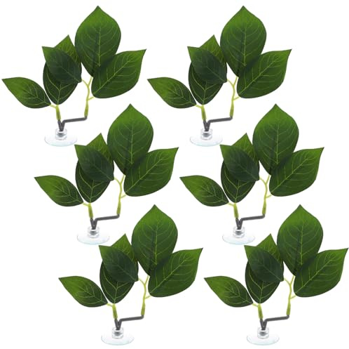 YUXMU Lot de 6 accessoires pour poissons combattants - Décoration de feuilles de poisson avec ventouse - Hamac de feuilles d'aquarium - Accessoires pour la simulation d'habitats naturels - Lieu de