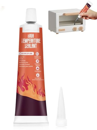 DINGSEN 100ml Hochtemperaturkleber, Hitzebeständiger Kleber, Hitzebeständiges Silikon, Kleber Hitzebeständig, für Backöfen, Mikrowelle, Kaminofen, Schwarz