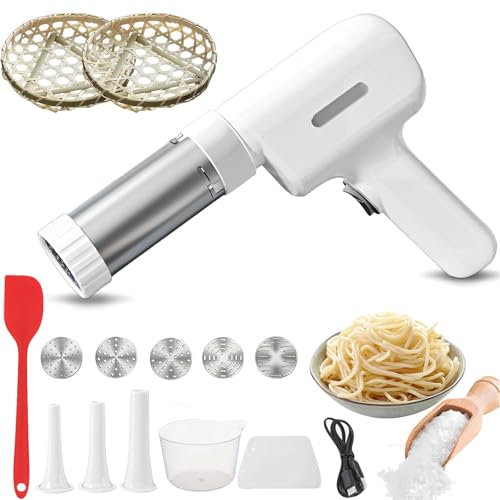 Idiyappam Maker Electric, Electric Pasta Maker Machine Noodle Maker - Automatic Spaghetti Maker Pasta Roller Attachment All-in-One Cordless Homemade Pasta Machine (White)