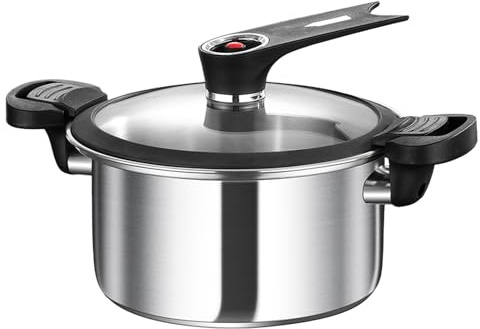 Pentola a pressione per fornelli – fornello premium in acciaio per cottura rapida e sicura | 6 litri pentola a pressione per gas e induzione, pentole robuste con pipe