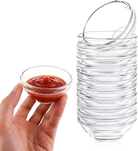 ASelected 10Pack Mini Glass Bowls, 75ml Dipping Bowls Small Round Ingredient Prep Bowl Clear Glass Dipping Bowls for Spices, Dipping, Jam, Snack, Creams