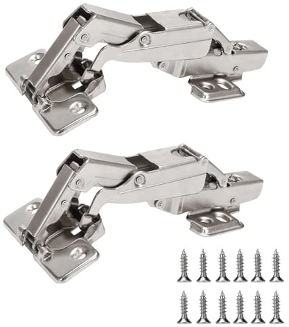 ZONGHUN 165 Degree Kitchen Cabinet Hinges Concealed Hydraulic Adjustable Mounting, Soft Closing Nickel-Plated Steel Buffer Dampers for Frameless Cabinet Doors (165 Degree Fixed- Full Overlay 2pcs)