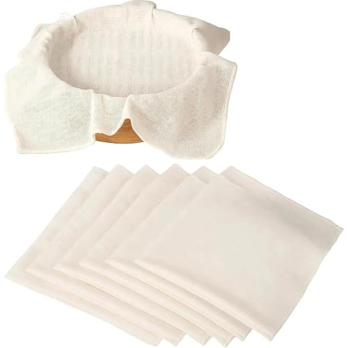 6 Piezas Cheese Cloth, Colador de Tela 60 × 60 cm Colador Tela Reutilizable | Estameña Lavable Telas Filtrantes para Caldo Filtrado Queso Jugo Fruta Prensada Fermentación de Masa de Pan