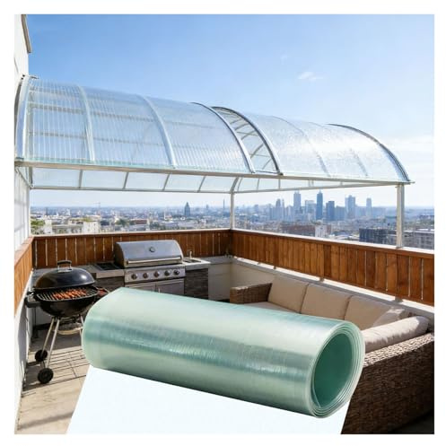 Feuille de Toit en Plastique Transparent, Feuille Toiture en Polycarbonate Transparent pour Balcons, Terrasses, Serres, Abris Jardin, Abris Voiture(0.7x10m)
