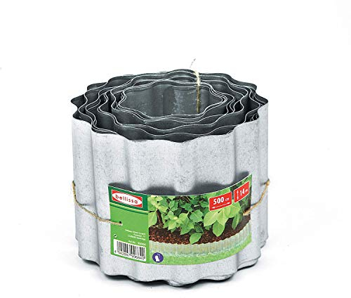 bellissa – Rasenkanten-Band aus Metall Welle silbern verzinkt 5m × 14cm – Flexible Beeteinfassung ohne Bördelung für saubere Rasen- & Beetabgrenzung - Beetumrandung Rolle mit gewelltem Design