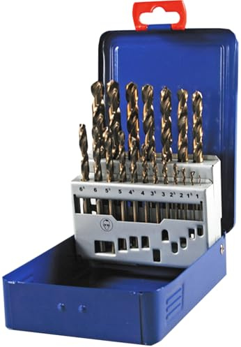 SW-Stahl 80625L Kobalt-Bohrersatz 25-teilig - HSS-E Co5 Spiralbohrer 1-13 | Hochleistungsbohrer fuer V2A und V4A Stahl, DIN 338 geschliffen, 135 Grad Spitzenwinkel, in stabiler Metallkassette
