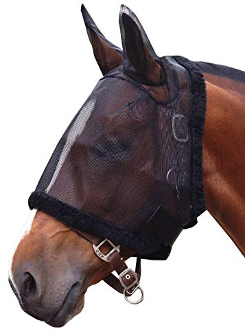 netproshop Fliegenmaske mit Ohren Tragbar ohne Halfter Schwarz Shetty, Fohlen Pony/Cob/Full, Groesse:Shetty