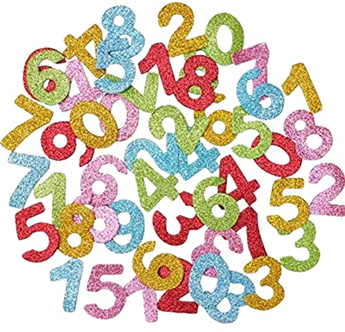 Number Stickers for Birthday Cards & Crafts - 100 Glitter Number Stickers | Age Stickers for Cards, Sparkly Foam Numbers, Decorative Number Stickers for Crafts, Party Decorations, Scrapbooking