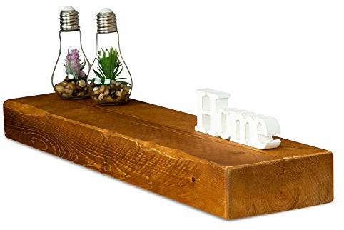 levandeo Wandregal Holz Massiv 80x20cm Teak Farbig Wandboard Vintage Rustikal Design Natur Regal Bord