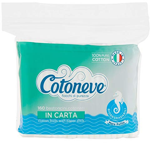 Cotoneve 91630 Box mit 200 Stäbchen mit Baumwolle, Weiß