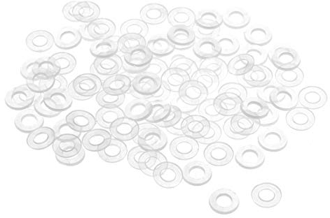 sourcing map Nylon Planas Arandelas M4 8,5mm DE 4mm DI 1mm Grosor Sellado Junta para Grifo Tubería Agua Manguera, Transparente, Paquete De 200
