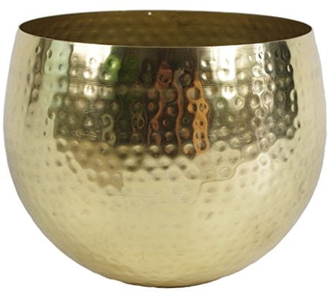 Leaf Large Straight Edge Hammered Metal Bowl, Gold, 22 x 18 cm LEAF-7199B