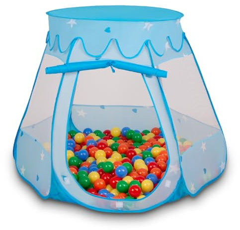 Selonis Baby Spielzelt Mit Plastikbällen Zelt 105X90cm/300 Bälle Plastikkugel Kinder, Blau:Gelb-Grün-Blau-Rot-Orange