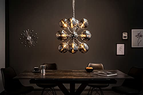 Licht-Erlebnisse Glanzvolle Pendelleuchte Glas Metall Kugel Schirme in Silber Esstisch Wohnzimmer Hängelampe MONAVA