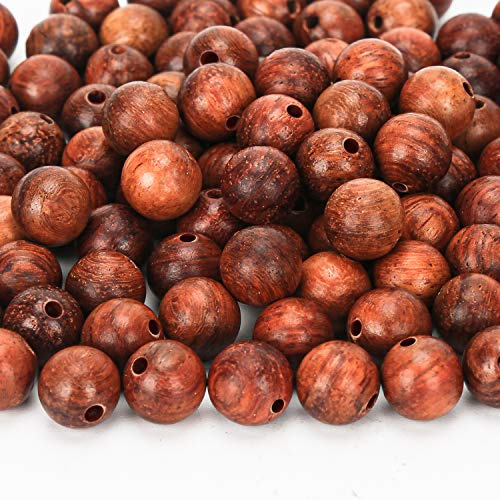 Prometis 200pcs 10mm Natural Round Wooden Loose Craft Beads Gorgeous Handmade Polished Sandalwood Spacer Beads for Jewelry Making (Burmese pear Wood(200pcs), 10mm Diameter)