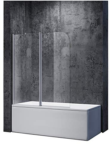 SONNI Duschwand 120x140cm Duschabtrennung Duschwand für Badewanne mit Stabilisator Duschtrennwand badewannenaufsatz