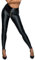 Noir Handmade Frauen Leggings mit durchgehendem Reißverschluss in Wetlook schwarz Damen Hose Skinny M