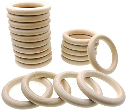 JZK 20 x Large Natural Wood Rings for Craft, 10cm Unfinished Wooden Ring for Macrame Plant Pot Hanger, Round Wooden Hoops for Crochet Crafts