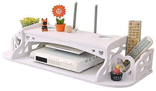Wandregal-Tv rack-router aufbewahrungsbox-wifi box-schweberegal-An Der Wand Befestigten Media Console Rack for Kabelbox/Router/Remotes/DVD-Player/Spielkonsolen (Color : Weiß, Size : 62*24*15cm)