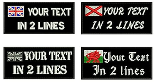 Custom 2 Lines England UK Scotland Wales Flag Tactical Military Name Number Tag Embroidery Patch Personalized