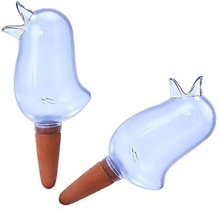 SEIWEI Lot de 2 bulbes d'arrosage pour plantes - En forme d'oiseau - Piquets d'irrigation automatique - Arrosage automatique - Goutteur d'eau - Pour les vacances - Bleu