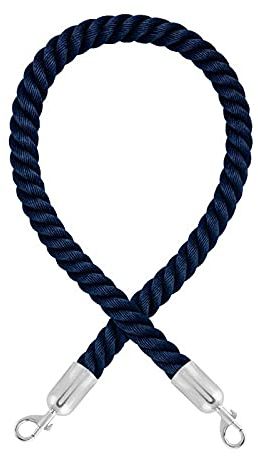 Corda di chiusura premium con moschettoni (diametro 36 mm) – Corda di chiusura con estremità a scatto (1,5 m, blu/cromo lucido)